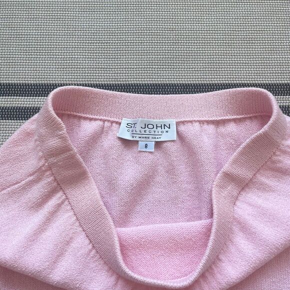 St John Evening Santana Knit Set Womens 6 Cardigan 8 Skirt Pink - Picture 8 of 10